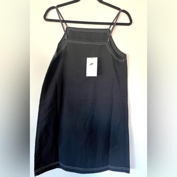 NIKE SPORTSWEAR SWOOSH CAMI DRESS ADJUSTABLE STRAPS SLIT MEDIUM STITCH FLEECE - Picture 3 of 11